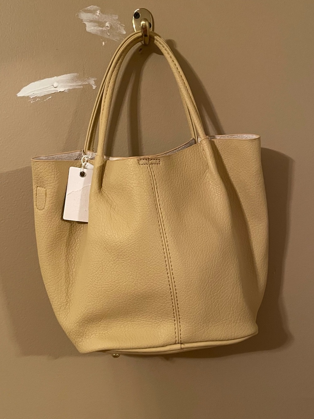 Classic Cream Tote Bag - Soft Pebbled Leather